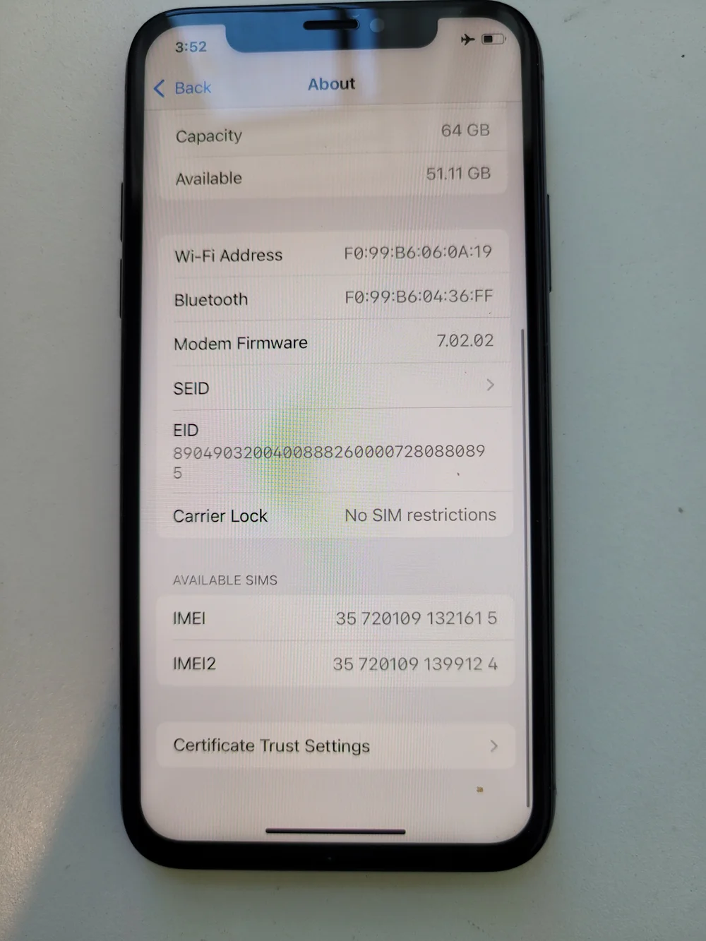 Apple iPhone Xs Black Front Used - 64GB **AJ**